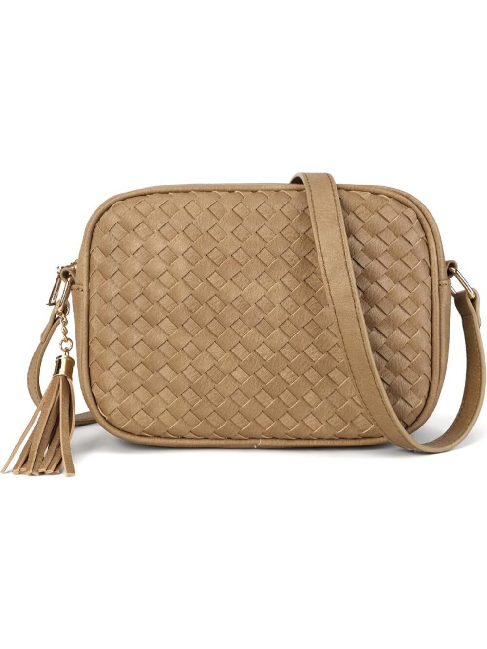 Women's Mud Woven Small Boho Purse Vegan Zipper Leather Crossbody Bag